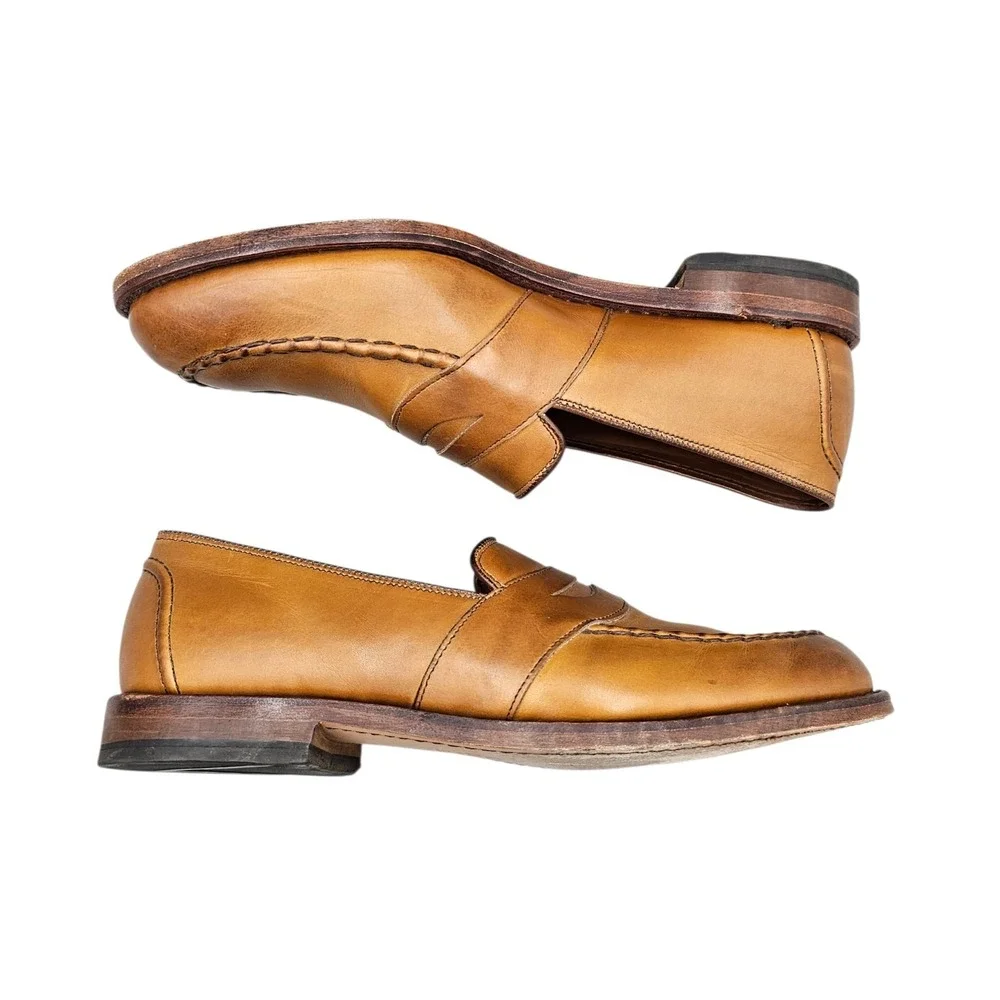 Allen Edmonds Mens Size 9.5 EEE Xtra Wide EUC Randolph Tan Leather Penny Loafers